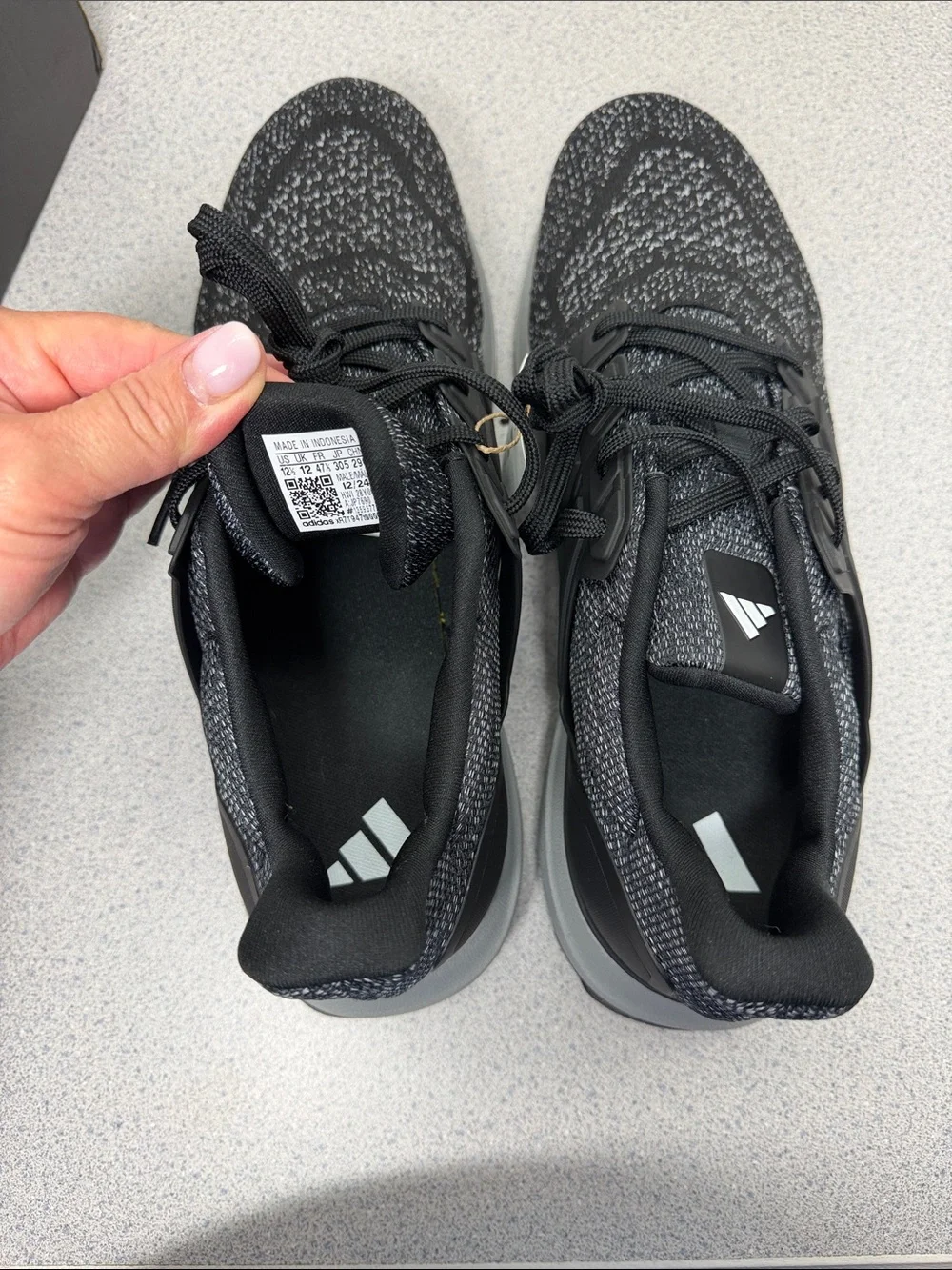 adidas Black and Gray Knit Lace-Up Sneakers